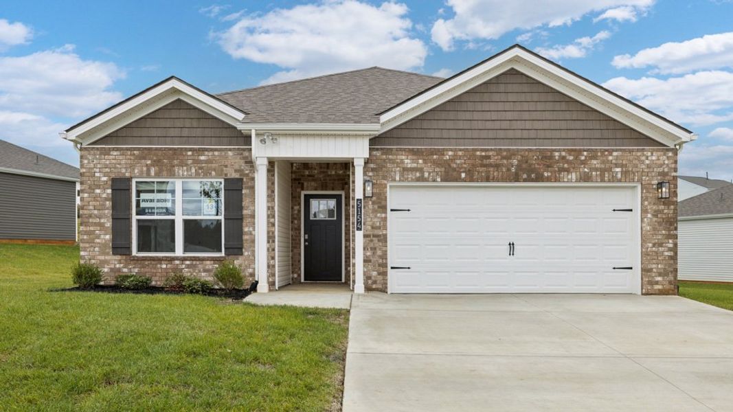 Front exterior of a new home in Millstone Village, Morristown, TN, highlighting curb appeal (Image 1).