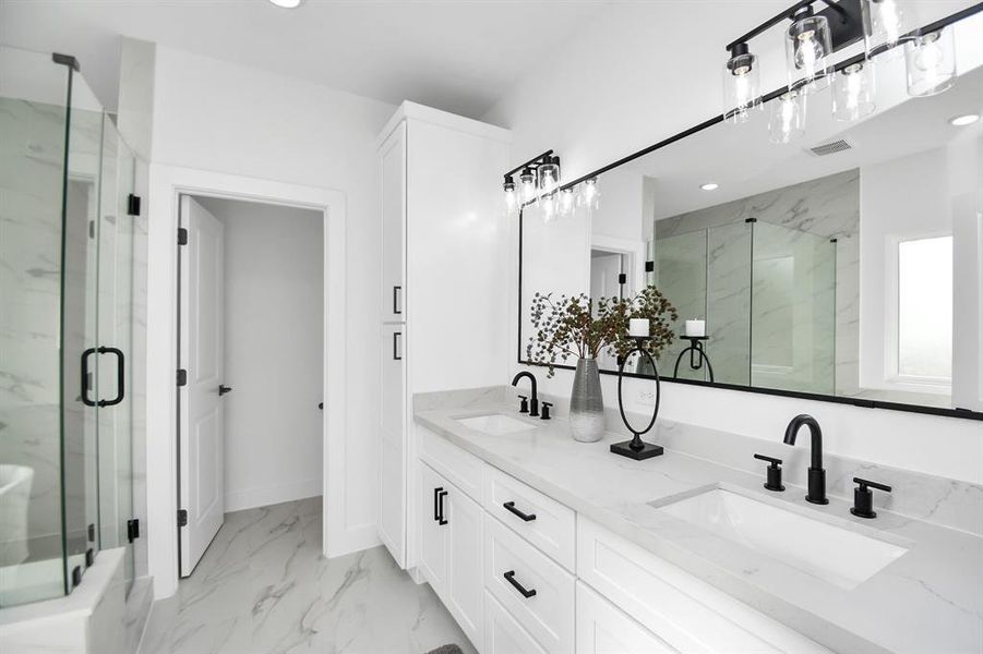 Primary bathroom with double sinks