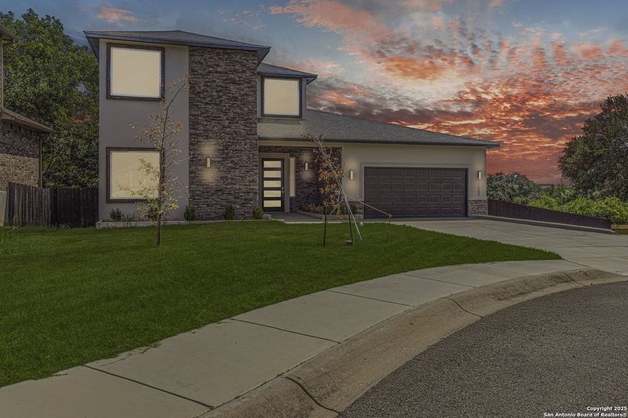 Front exterior of a new home in , San Antonio, TX, highlighting curb appeal (Image 23). Front exterior of a new home in , San Antonio, TX, highlighting curb appeal (Image 23).