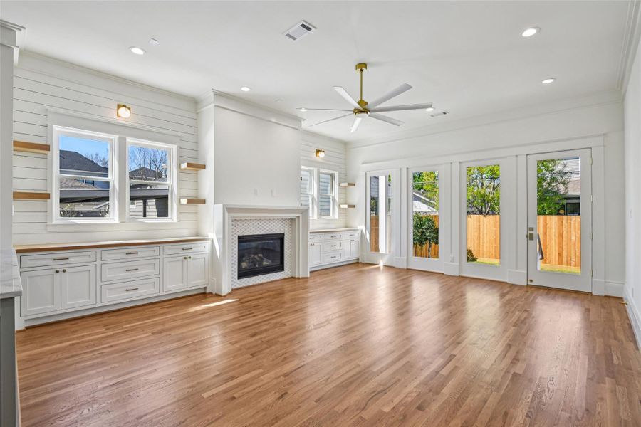 The living area and fireplace surround. The living area and fireplace surround.
