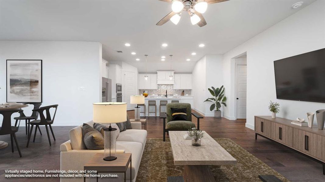 Furnished interior view inside a new home in The Heights At Uptown Celina 45', Celina (Image 6). Furnished interior view inside a new home in The Heights At Uptown Celina 45', Celina (Image 6).