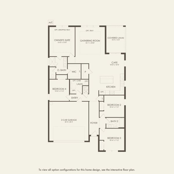2D floor plan layout for the Cardinal by Pulte Homes in Lakehaven Estates, Clermont, FL (Image 3).