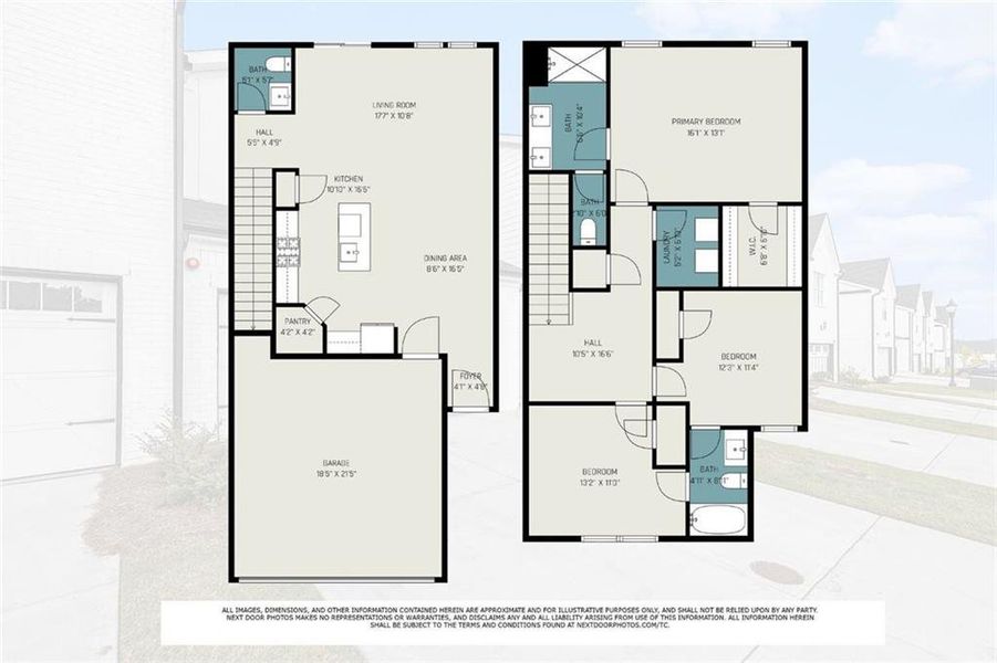 2D floor plan layout of this home in Terrace at Riverview Landing, Mableton, GA (Image 3).
