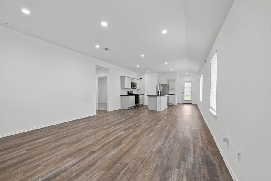 Lots of space for furniture and a dining table.