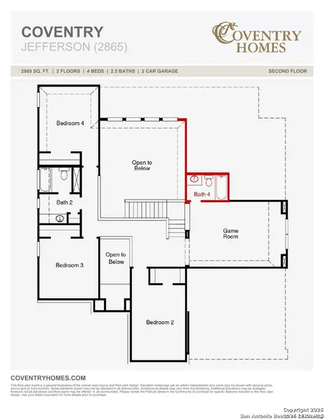 2D floor plan layout of this home in Megan's Landing, Castroville, TX (Image 6).