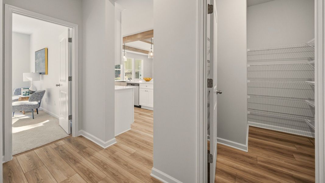 View of pantry, kitchen, and office View of pantry, kitchen, and office