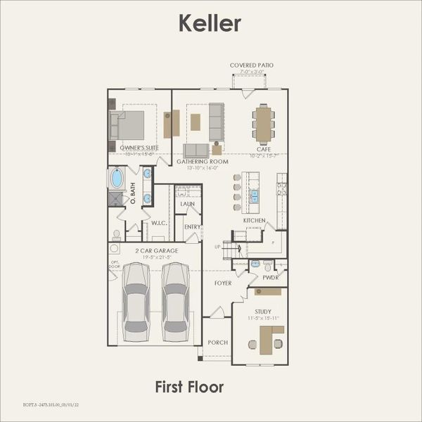 2D floor plan layout of this home in Arabella on the Prairie, Richmond, TX (Image 3).