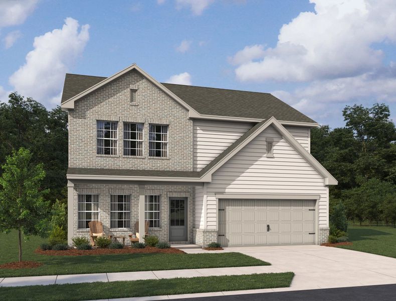 Representative exterior photo of a completed home built from the Baker by Ashton Woods in The Pointe at Heron Bay, Locust Grove, GA (Image 1).