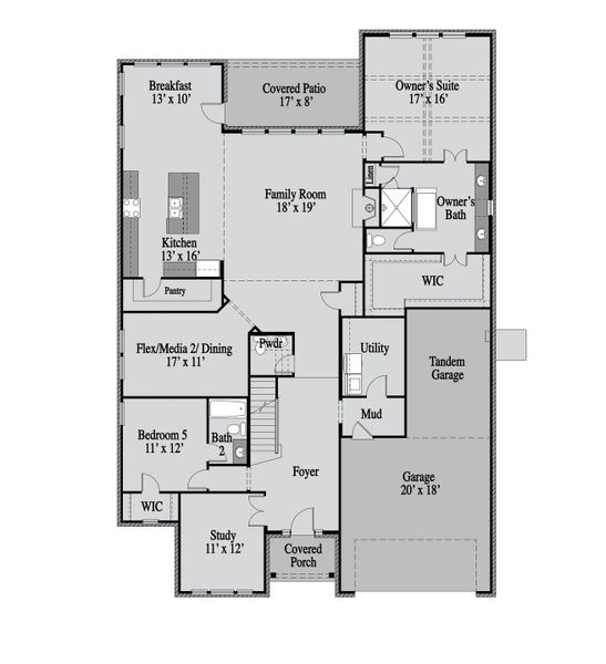 2D floor plan layout for the Eastland by UnionMain Homes in Myrtle Creek, Waxahachie, TX (Image 4). 2D floor plan layout for the Eastland by UnionMain Homes in Myrtle Creek, Waxahachie, TX (Image 4).