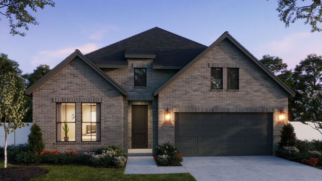 Representative exterior photo of a completed home built from the Frederic II by Normandy Homes in Painted Tree - Woodland West, McKinney, TX (Image 4). Representative exterior photo of a completed home built from the Frederic II by Normandy Homes in Painted Tree - Woodland West, McKinney, TX (Image 4).