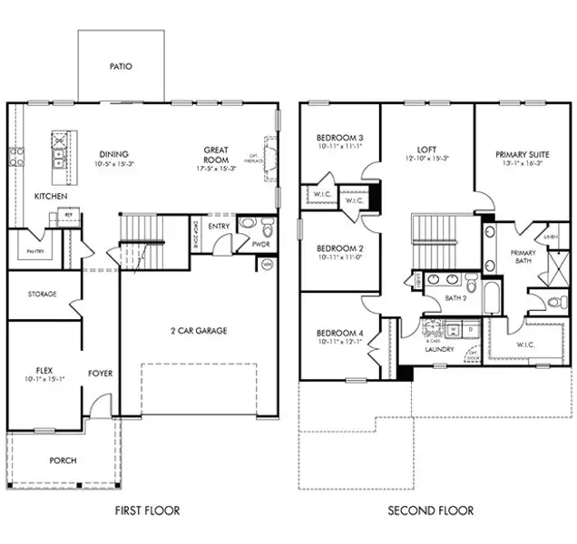 2D floor plan layout of this home in Mansker Farms - Bronze Series, Hendersonville, TN (Image 2). 2D floor plan layout of this home in Mansker Farms - Bronze Series, Hendersonville, TN (Image 2).