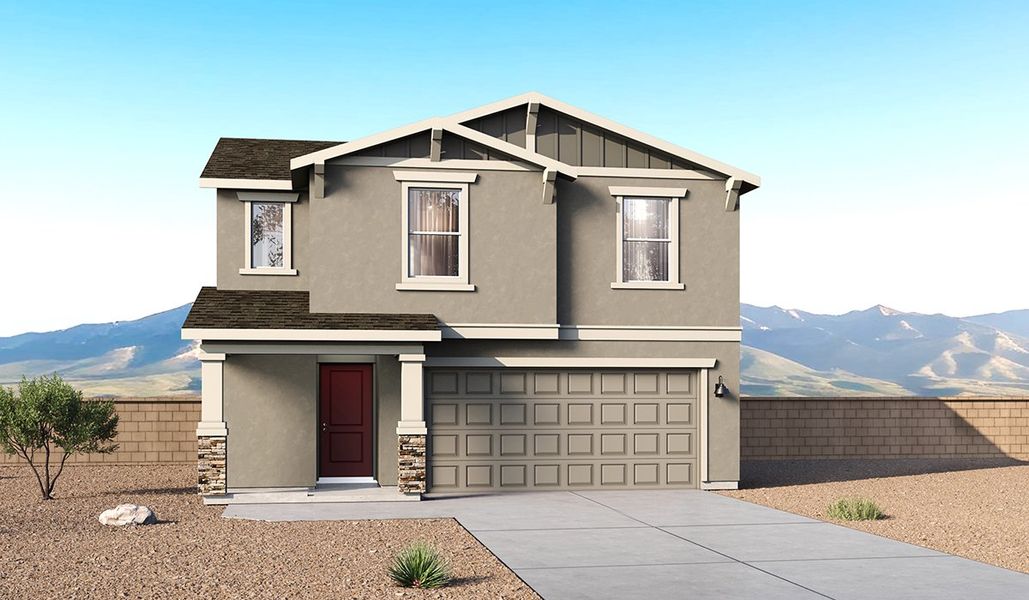 Representative exterior photo of a completed home built from the Elm - C30E by D.R. Horton in Saguaro Bloom, Marana, AZ (Image 19).