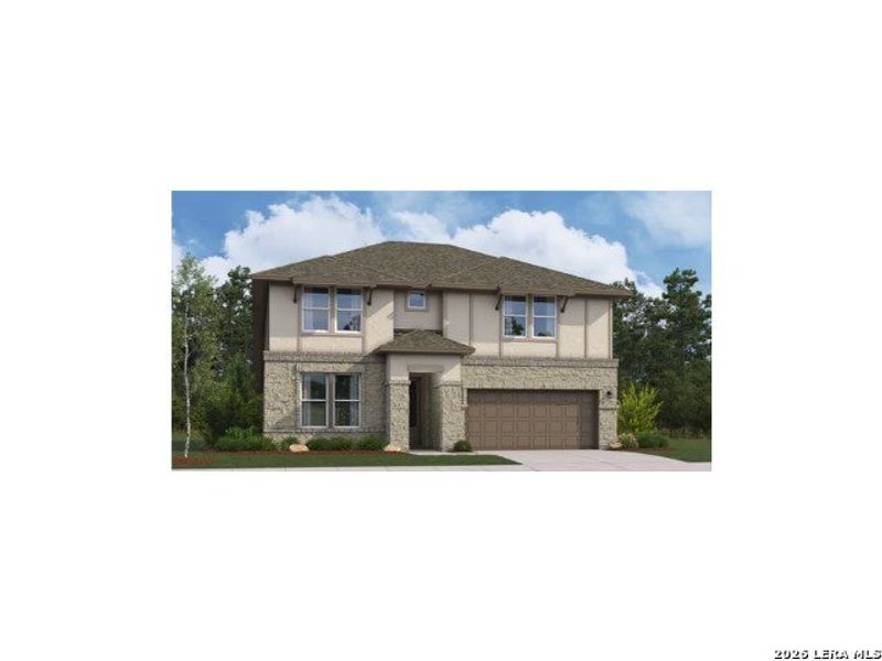 Front exterior of a new home in Comanche Ridge, San Antonio, TX, highlighting curb appeal (Image 1). Front exterior of a new home in Comanche Ridge, San Antonio, TX, highlighting curb appeal (Image 1).