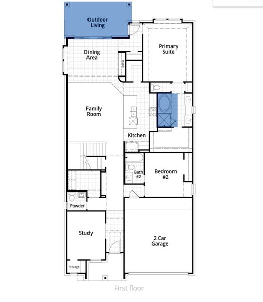 2D floor plan layout of this home in Sandbrock Ranch: 45ft. lots, Aubrey, TX (Image 3). 2D floor plan layout of this home in Sandbrock Ranch: 45ft. lots, Aubrey, TX (Image 3).
