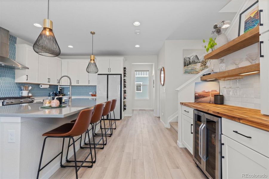 Custom light fixtures throughout