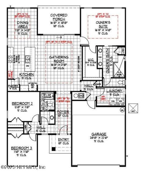 2D floor plan layout of this home in Sandy Ridge, Yulee, FL (Image 2).