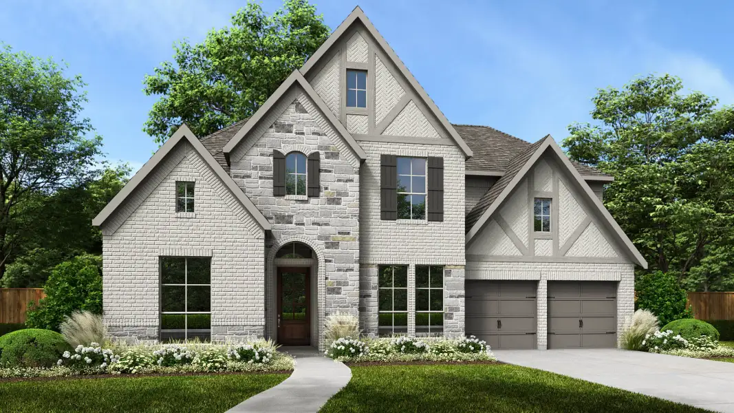 Front exterior of a new home in Ramble, Celina, TX, highlighting curb appeal (Image 2). Front exterior of a new home in Ramble, Celina, TX, highlighting curb appeal (Image 2).