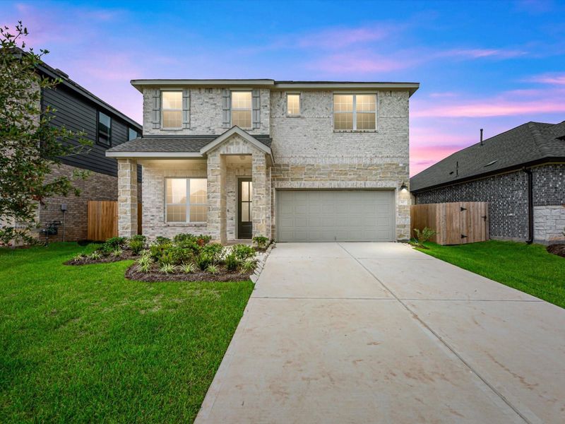 Front exterior of a new home in Azalea, Brookshire, TX, highlighting curb appeal (Image 1). Front exterior of a new home in Azalea, Brookshire, TX, highlighting curb appeal (Image 1).