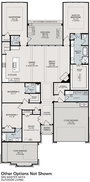 2D floor plan layout for the Teramo by Sitterle Homes in Comanche Trace, Kerrville, TX (Image 3).