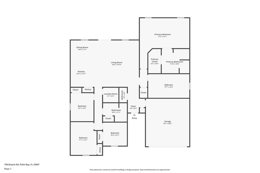 2D floor plan layout of this home in , Palm Bay, FL (Image 5). 2D floor plan layout of this home in , Palm Bay, FL (Image 5).