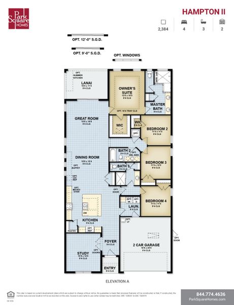 2D floor plan layout for the Hampton II by Park Square Residential in The Sanctuary at Seaire, Parrish, FL (Image 5). 2D floor plan layout for the Hampton II by Park Square Residential in The Sanctuary at Seaire, Parrish, FL (Image 5).