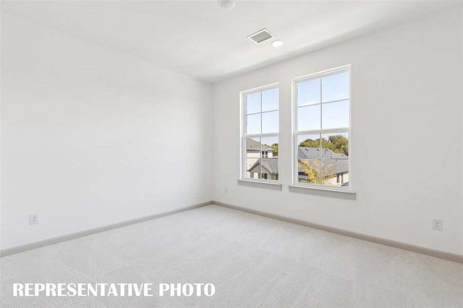 You'll find nicely sized secondary bedrooms in our lovely Adeline plan.  REPRESENTATIVE PHOTO