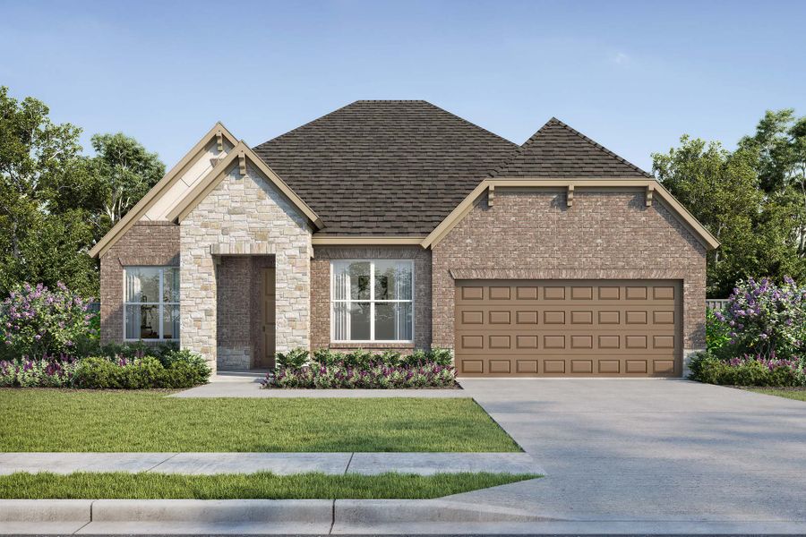 Representative exterior photo of a completed home built from the The Larkspur by David Weekley Homes in Meridiana 55' Homesites, Manvel, TX (Image 1). Representative exterior photo of a completed home built from the The Larkspur by David Weekley Homes in Meridiana 55' Homesites, Manvel, TX (Image 1).