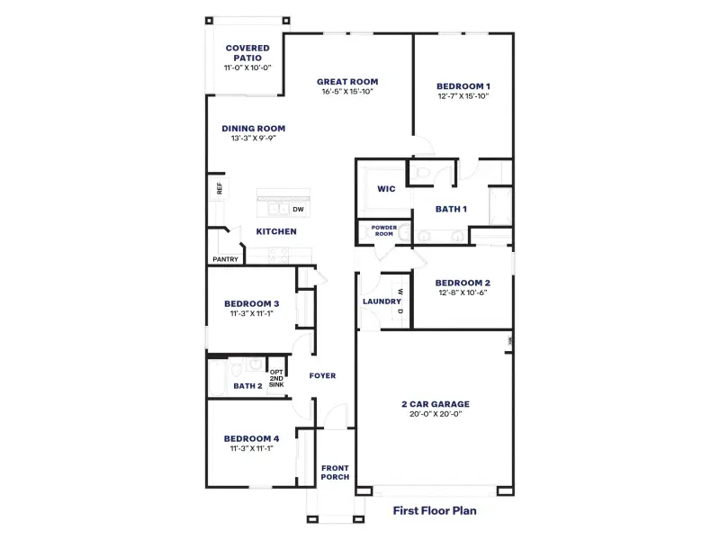 2D floor plan layout for the Cali by D.R. Horton in El Cidro, Goodyear, AZ (Image 5).