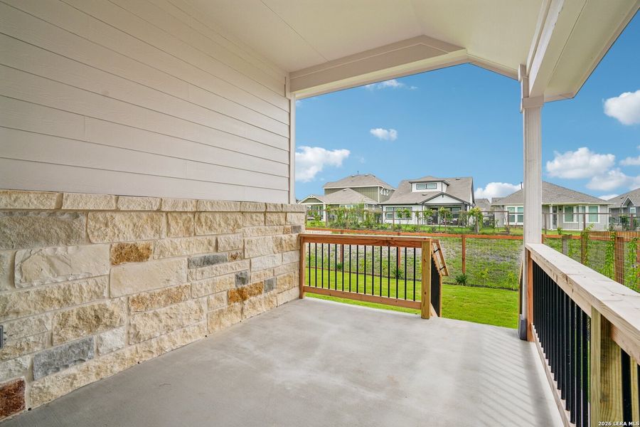 Exterior details and patio area of a home in The Crossvine, Schertz (Image 16).