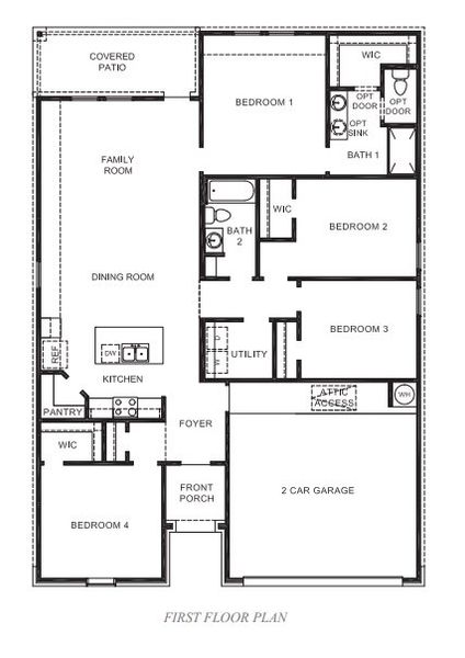 2D floor plan layout for the The Elgin by D.R. Horton in Allen Farms, Lubbock, TX (Image 4).
