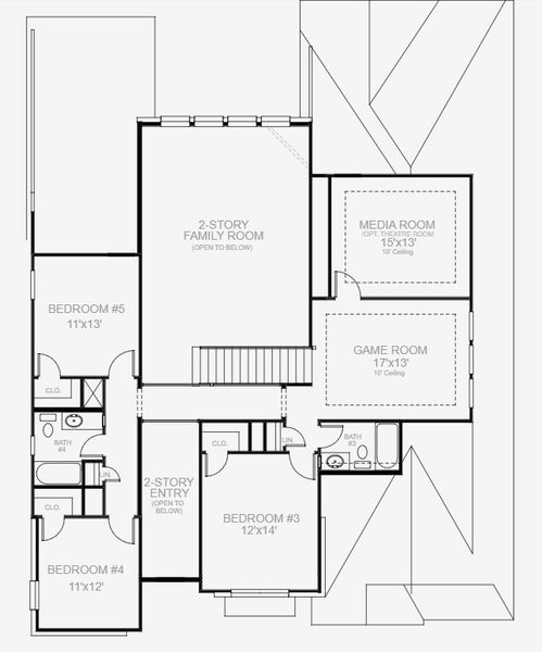 2D floor plan layout for the 3394W by Perry Homes in Two Step Farm 60', Montgomery, TX (Image 3).
