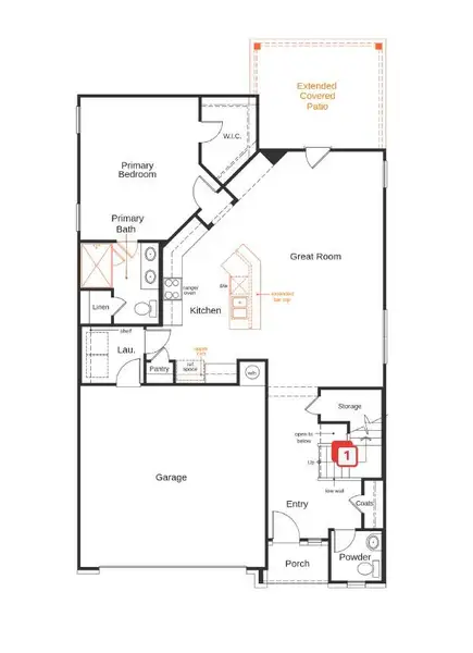 2D floor plan layout of this home in Sonterra - Cool Water, Jarrell, TX (Image 3).