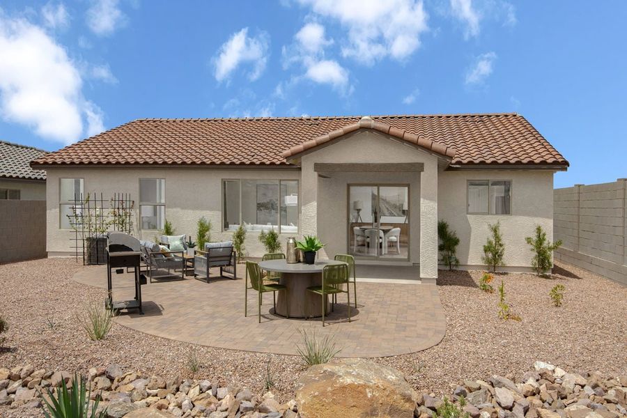 Representative exterior details of a home built from the 1618 Modeled by KB Home in Entrada del Oro Classics, Gold Canyon (Image 3).