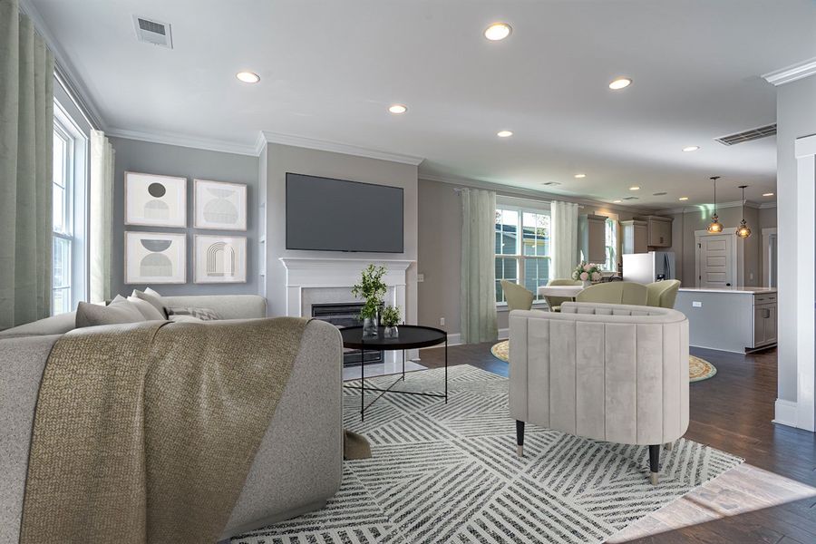 Representative furnished interior of a home built from the Downey - Renaissance Collection by Mungo Homes in Georgias Landing, Raleigh (Image 4).
