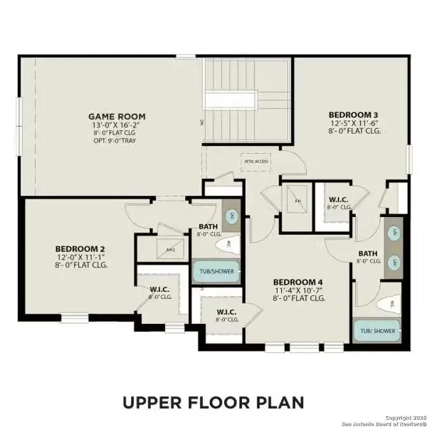 2D floor plan layout of this home in Comanche Ridge, San Antonio, TX (Image 3).