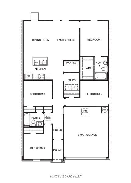 2D floor plan layout for the Baylor by D.R. Horton in Westward Pointe, Sealy, TX (Image 3).
