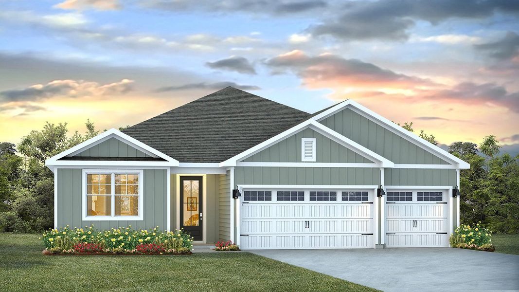 Representative exterior photo of a completed home built from the DESTIN by D.R. Horton in Cedar Hill Landing, Navassa, NC (Image 2).