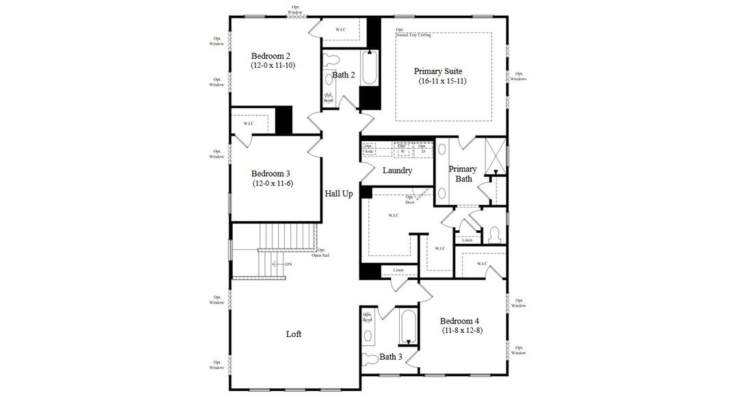2D floor plan layout for the Brier Creek by DRB Homes in Jasper Landing, Four Oaks, NC (Image 4).