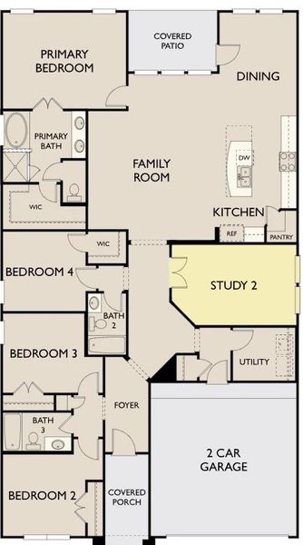 2D floor plan layout of this home in Brookewater, Rosenberg, TX (Image 2). 2D floor plan layout of this home in Brookewater, Rosenberg, TX (Image 2).