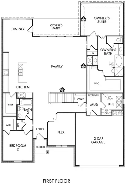 2D floor plan layout for the Kingsgate by Impression Homes in Still Water Lake Estates, Godley, TX (Image 3). 2D floor plan layout for the Kingsgate by Impression Homes in Still Water Lake Estates, Godley, TX (Image 3).