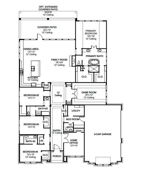 2D floor plan layout for the 3274A by Perry Homes in The Preserve At Elm Creek 1 Acre, New Braunfels, TX (Image 2). 2D floor plan layout for the 3274A by Perry Homes in The Preserve At Elm Creek 1 Acre, New Braunfels, TX (Image 2).