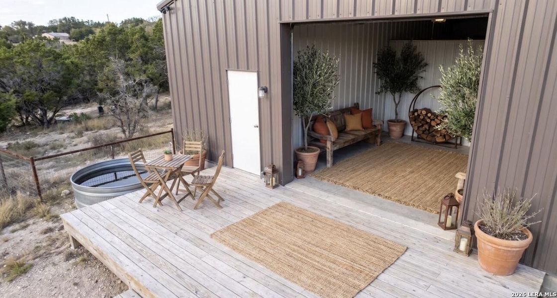 Exterior details and patio area of a home in , Comfort (Image 1). Exterior details and patio area of a home in , Comfort (Image 1).