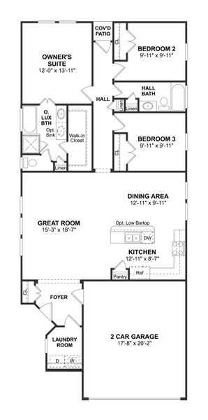 2D floor plan layout for the George by K. Hovnanian® Homes in The Landing, New Caney, TX (Image 3).