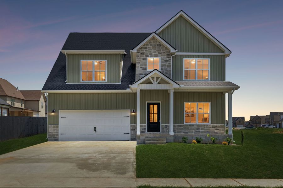 Front exterior of a new home in Summerfield, Clarksville, TN, highlighting curb appeal (Image 18). Front exterior of a new home in Summerfield, Clarksville, TN, highlighting curb appeal (Image 18).