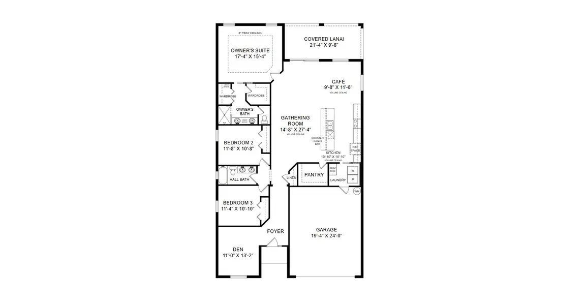2D floor plan layout for the Serendipity by Highland Homes of Florida in Vista Trace, Belleview, FL (Image 3).