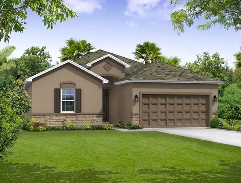 Front exterior of a new home in Myers Estates, Seffner, FL, highlighting curb appeal (Image 21).