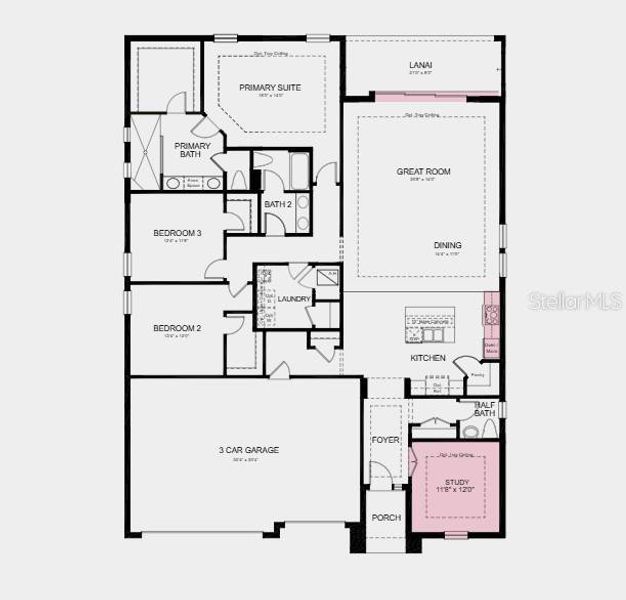 Structural options added include: gourmet kitchen, study, outdoor kitchen rough-in, pocket sliding door at great room.