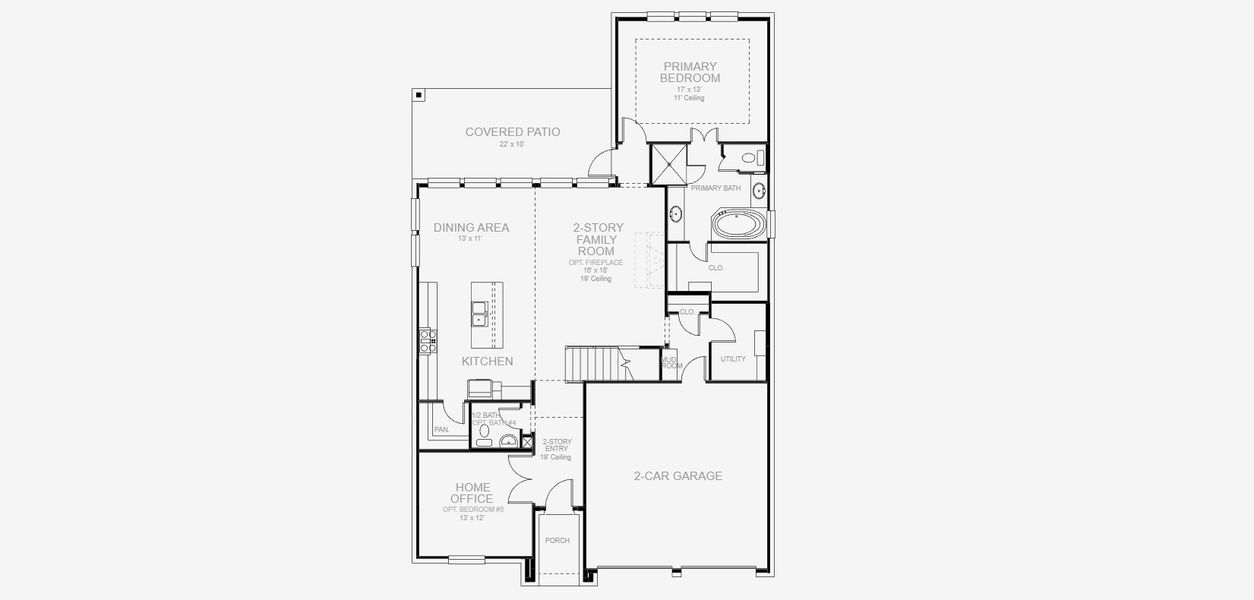 2D floor plan layout for the 2599W by Perry Homes in Walsh Ranch 50', Aledo, TX (Image 3). 2D floor plan layout for the 2599W by Perry Homes in Walsh Ranch 50', Aledo, TX (Image 3).