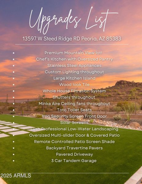 Upgrades List Steed Ridge