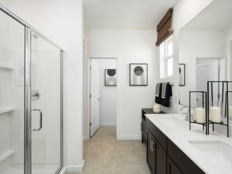 Primary Bathroom in Ezra Floorplan at Bella Vista Trails